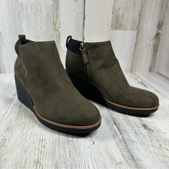 NEW Dr. Scholls Women's Berklie Green Black Wedge Ankle Boots #1369 - Picture 8 of 13